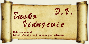 Duško Vidnjević vizit kartica